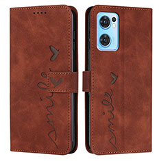 Coque Portefeuille Livre Cuir Etui Clapet Y03X pour Oppo Reno7 5G Marron