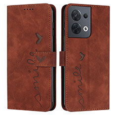 Coque Portefeuille Livre Cuir Etui Clapet Y03X pour Oppo Reno8 5G Marron