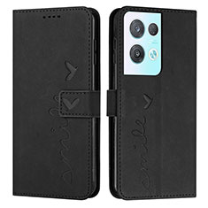 Coque Portefeuille Livre Cuir Etui Clapet Y03X pour Oppo Reno8 Pro 5G Noir