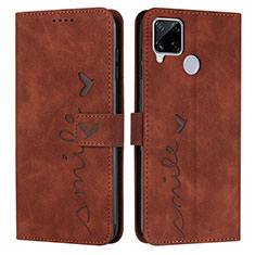 Coque Portefeuille Livre Cuir Etui Clapet Y03X pour Realme 7i RMX2193 Marron