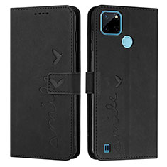 Coque Portefeuille Livre Cuir Etui Clapet Y03X pour Realme C25Y India Noir