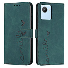 Coque Portefeuille Livre Cuir Etui Clapet Y03X pour Realme C30 Vert