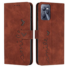 Coque Portefeuille Livre Cuir Etui Clapet Y03X pour Realme C35 Marron