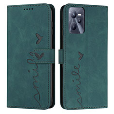 Coque Portefeuille Livre Cuir Etui Clapet Y03X pour Realme C35 Vert