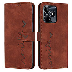 Coque Portefeuille Livre Cuir Etui Clapet Y03X pour Realme C51 Marron