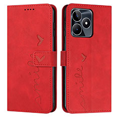 Coque Portefeuille Livre Cuir Etui Clapet Y03X pour Realme C51 Rouge