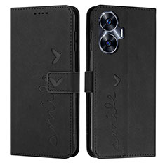 Coque Portefeuille Livre Cuir Etui Clapet Y03X pour Realme C55 Noir