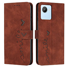 Coque Portefeuille Livre Cuir Etui Clapet Y03X pour Realme Narzo 50i Prime Marron