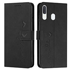 Coque Portefeuille Livre Cuir Etui Clapet Y03X pour Samsung Galaxy A20 Noir