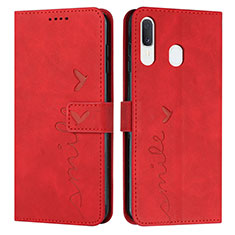 Coque Portefeuille Livre Cuir Etui Clapet Y03X pour Samsung Galaxy A20 Rouge