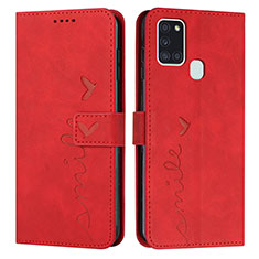 Coque Portefeuille Livre Cuir Etui Clapet Y03X pour Samsung Galaxy A21s Rouge