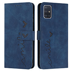 Coque Portefeuille Livre Cuir Etui Clapet Y03X pour Samsung Galaxy A71 4G A715 Bleu