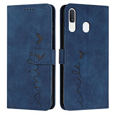 Coque Portefeuille Livre Cuir Etui Clapet Y03X pour Samsung Galaxy M10S Bleu