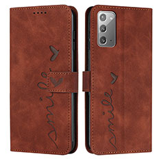 Coque Portefeuille Livre Cuir Etui Clapet Y03X pour Samsung Galaxy Note 20 5G Marron