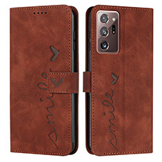 Coque Portefeuille Livre Cuir Etui Clapet Y03X pour Samsung Galaxy Note 20 Ultra 5G Marron