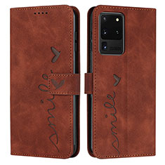 Coque Portefeuille Livre Cuir Etui Clapet Y03X pour Samsung Galaxy S20 Ultra 5G Marron