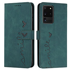 Coque Portefeuille Livre Cuir Etui Clapet Y03X pour Samsung Galaxy S20 Ultra Vert