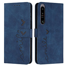 Coque Portefeuille Livre Cuir Etui Clapet Y03X pour Sony Xperia 1 IV SO-51C Bleu