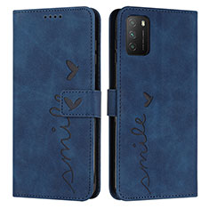 Coque Portefeuille Livre Cuir Etui Clapet Y03X pour Xiaomi Poco M3 Bleu
