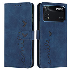 Coque Portefeuille Livre Cuir Etui Clapet Y03X pour Xiaomi Poco M4 Pro 4G Bleu