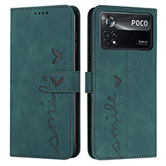 Coque Portefeuille Livre Cuir Etui Clapet Y03X pour Xiaomi Poco X4 Pro 5G Vert