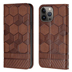 Coque Portefeuille Livre Cuir Etui Clapet Y04B pour Apple iPhone 13 Pro Marron