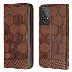 Coque Portefeuille Livre Cuir Etui Clapet Y04B pour Samsung Galaxy A73 5G Marron