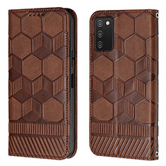 Coque Portefeuille Livre Cuir Etui Clapet Y04B pour Samsung Galaxy F02S SM-E025F Marron