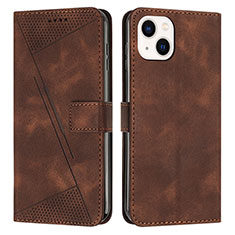 Coque Portefeuille Livre Cuir Etui Clapet Y04X pour Apple iPhone 15 Marron