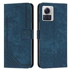 Coque Portefeuille Livre Cuir Etui Clapet Y04X pour Motorola Moto Edge X30 Pro 5G Bleu