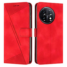 Coque Portefeuille Livre Cuir Etui Clapet Y04X pour OnePlus 11 5G Rouge