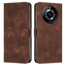 Coque Portefeuille Livre Cuir Etui Clapet Y04X pour Realme 11 Pro+ Plus 5G Marron