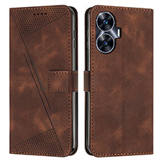 Coque Portefeuille Livre Cuir Etui Clapet Y04X pour Realme C55 Marron