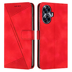 Coque Portefeuille Livre Cuir Etui Clapet Y04X pour Realme C55 Rouge