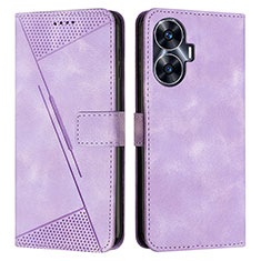 Coque Portefeuille Livre Cuir Etui Clapet Y04X pour Realme C55 Violet