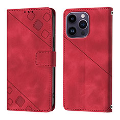 Coque Portefeuille Livre Cuir Etui Clapet Y05B pour Apple iPhone 15 Pro Max Rouge