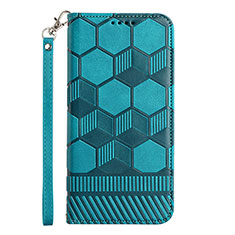 Coque Portefeuille Livre Cuir Etui Clapet Y05B pour Samsung Galaxy A03 Cyan