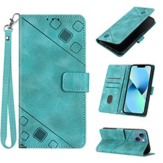 Coque Portefeuille Livre Cuir Etui Clapet Y06B pour Apple iPhone 13 Cyan