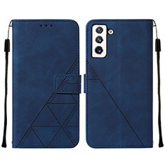 Coque Portefeuille Livre Cuir Etui Clapet Y07B pour Samsung Galaxy S21 FE 5G Bleu