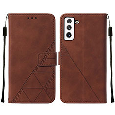 Coque Portefeuille Livre Cuir Etui Clapet Y07B pour Samsung Galaxy S22 Plus 5G Marron