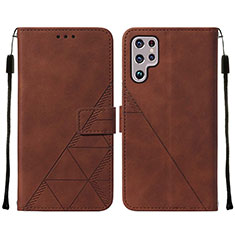 Coque Portefeuille Livre Cuir Etui Clapet Y07B pour Samsung Galaxy S23 Ultra 5G Marron