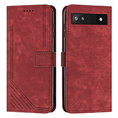 Coque Portefeuille Livre Cuir Etui Clapet Y07X pour Google Pixel 6a 5G Rouge