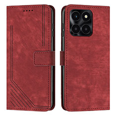 Coque Portefeuille Livre Cuir Etui Clapet Y07X pour Huawei Honor X6a Rouge