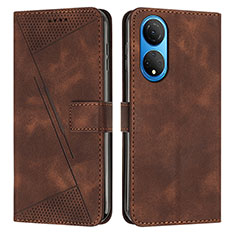 Coque Portefeuille Livre Cuir Etui Clapet Y07X pour Huawei Honor X7 Marron