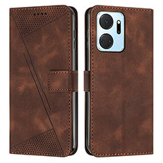 Coque Portefeuille Livre Cuir Etui Clapet Y07X pour Huawei Honor X7a Marron