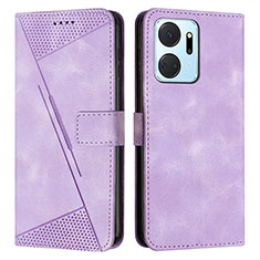 Coque Portefeuille Livre Cuir Etui Clapet Y07X pour Huawei Honor X7a Violet