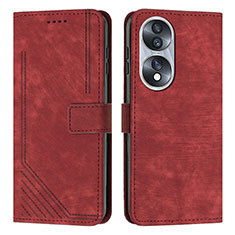 Coque Portefeuille Livre Cuir Etui Clapet Y07X pour Huawei Honor X7b Rouge