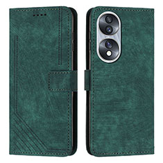 Coque Portefeuille Livre Cuir Etui Clapet Y07X pour Huawei Honor X7b Vert