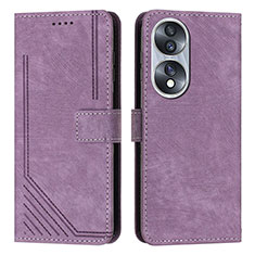 Coque Portefeuille Livre Cuir Etui Clapet Y07X pour Huawei Honor X7b Violet