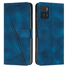 Coque Portefeuille Livre Cuir Etui Clapet Y07X pour Motorola Moto E22 Bleu